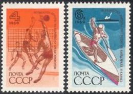 USSR Russia 1969 International Sporting Events Sports Championships Volleyball Canoeing Games Canoe 2v Set Stamps MNH - Kanu