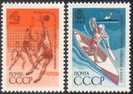 USSR Russia 1969 International Sporting Events Sports Championships Volleyball Canoeing Games Canoe Canoe Stamps MNH - Kanu