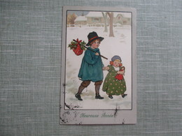 CPA ILLUSTRATEUR PARKINSON HEUREUSE ANNEE ENFANTS NEIGE - Parkinson, Ethel