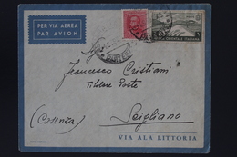 Italy Eritrea Sa Nr Eritrea 200 + AOI 12   Airmail Cover Militairy Cancels 1939 To Scigliano - Erythrée