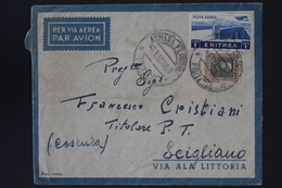 Italy Eritrea Sa Nr Eritrea 199 + AOI 21   Airmail Cover ASMARA 1939 To Scigliano - Erythrée
