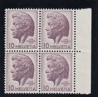 Suisse - 1946 - N° YT 427 - Neuf** - Bloc De Quatre - Henri Pestalozzi - Unused Stamps