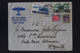 Italy Eritrea Sa Nr 196 + 197 + 207 + 209 + AE21Airmail Cover ASMARA -> AQUILA 1936 - Erythrée