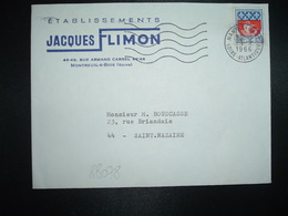 LETTRE TP BLASON PARIS 0,30 OBL.MEC.3-2 1966 NANTES GARE (44) Ets JASQUES FLIMONT MONTREUIL S/BOIS (93) - Altri & Non Classificati