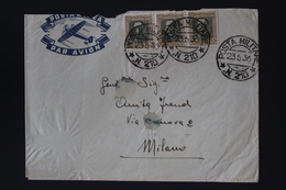 Italy Eritrea Sa Nr 199 STRIP OF 3 Airmail Cover POSTA MILITARE -> MILANO   1936 - Eritrea