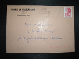 LETTRE TP LIBERTE 1,60 OBL.MEC.19-05 82 69 LYON MONTROCHET CENTRE DE TRI + MAIRIE VILLEURBANNE - Sonstige & Ohne Zuordnung