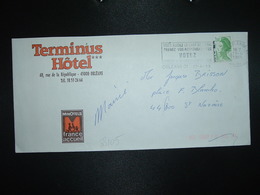 LETTRE TP LIBERTE 2,00 OBL.MEC.27-4 1988 45 ORLEANS 01 LOIRET + TERMINUS HOTEL MINOTELS FRANCE ACCUEIL - Otros & Sin Clasificación