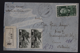 Italy Ethiopia Sa Nr 3 + 1  Eritrea 210 Strip 3  Registered Airmail Cover ADIS ABEBA -> WIEN 1936 - Etiopía