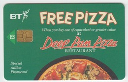 BT Deep Pan Pizza Used Condition Phonecard - BT Emissions Publicitaires