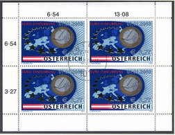 AUSTRIA 2002 Introduction Of Euro Currency Sheetlet, Cancelled.  Michel 2368 Kb - Blocks & Kleinbögen