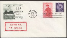 1955  Certified Mail 15 Cent;  On Unaddressed FDC - Special Delivery, Registration & Certified