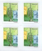 BRAZIL 2002 - 01 Block With 04 Stamps - TRUMPET MUSIC SCOUT  - Adesive. Regular Emission (#822) - New Mint (GN 0382). - Ongebruikt