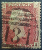 GREAT BRITAIN - Canceled Penny Red - Plate 107 - Sc# 33, SG# 43 - Queen Victoria 1p - Usados