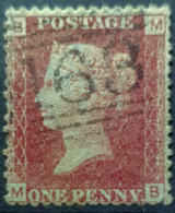 GREAT BRITAIN - Canceled Penny Red - Plate 92 - Sc# 33, SG# 43 - Queen Victoria 1p - Used Stamps