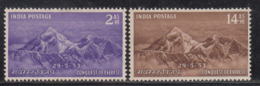 India MH 1953, Mt Everest, Set Of 2,, Nature, Mountain, Glacier, Snow, Geography, Good Condition - Nuevos