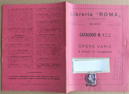 CATALOGO N. 1 LIBRERIA ROMA DEL 1940 - OPERE VARIE ( CART 70) - Andere & Zonder Classificatie