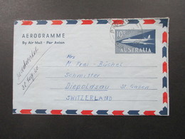 Australien 1960 Aerogramme Air Mail Stempel Padstow Nach Diepoldsau St. Gallen In Der Schweiz. Mit Inhalt - Briefe U. Dokumente