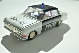 Vintage TIN TOY CAR : Mark PLASTICART With BOX - Police Car - 15cm - DDR GDR GERMANY- 1960's - Friction Powered - Collectors E Strani - Tutte Marche