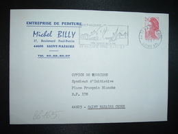 LETTRE TP LIBERTE 2,20 OBL.MEC.9-12 1987 44 ST NAZAIRE PPAL + ENTREPRISE DE PEINTURE Michel BILLY - Autres & Non Classés