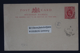 SOUTHERN NIGERIA  Postcard HG P2 Used  LAGOS (?)  7-1-1909 To Wurzburg Germany - Nigeria (...-1960)