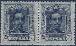 Espagne Royaume Alphonse XIII 1922 Paire N°280a** 25c Bleu Type II Dentelé 12 1/2 X 13 1/2 Rare TTB - Nuevos