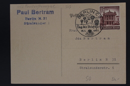 Deutsche Reich  Postkarte BerlinTag Der Briefmarken1941 Mi757 EF - Lettres & Documents