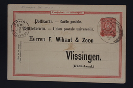 Deutsche Reich POSTKARTE 10 PFENNIGE MIT BAHNPOST STEMPEL -> WIBAUT & ZOON VLISSINGEN  1889 PRIVAT GANZSACHE - Postcards