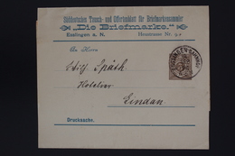 DEUTSCHE REICH STEIFFBAND   DIE BRIEFMARKE  PS 1 PRIVAT GANZSACHE  ESSLINGEN 1896 - Enteros Postales