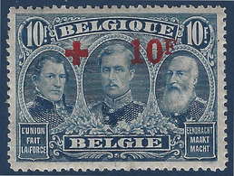 Belgique Croix Rouge 1918 N° 163** 10f Sur 10fr Bleu Fraicheur Postale, Centré !! Superbe & RR Ainsi Signé Darteyre - Neufs