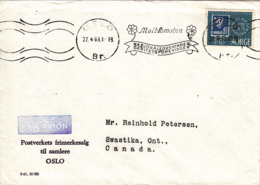 Norway 1963 Cover To Canada Oslo 27 4 63 Single Franking Slogan Cancel - Briefe U. Dokumente