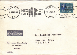 Norway 1963 Cover To Canada Oslo 15 5 63 Single Franking Slogan Cancel FAO - Briefe U. Dokumente