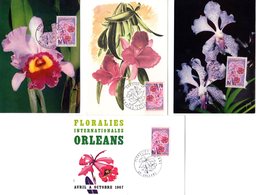 ✅ Lot " FLORALIES D'ORLEANS / ORCHIDEES " Sur 4 Cartes Maximum De 1967. Diverses édit° N° YT 1528 TB état CM - Orchidées