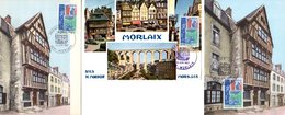 Lot " MORLAIX " Sur 3 Cartes Maximum De 1967. Diverses éditions. N° YT 1505. TB état CM - Colecciones & Series