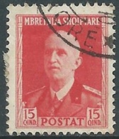 1939-40 ALBANIA USATO SERIE ORDINARIA 15 Q - UR29-3 - Albania