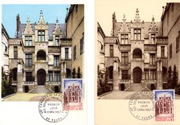 Lot " HOTEL GOUIN A TOURS " Sur 2 Cartes Maximum De 1967. Diverses éditions. N° YT 1525. TB état CM - Collections, Lots & Séries