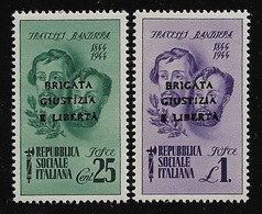 ITALIA-R.S.I.-1945-2 Valori Nuovi Stl Emiss. F.lli Bandiera Soprastampati BRIGATA GIUSTIZIA E LIBERTA'-in Ottime Condiz. - Local And Autonomous Issues