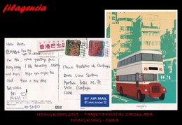 ASIA. HONG KONG. ENTEROS POSTALES. TARJETA POSTAL CIRCULADA 2019. HONG KONG-CUBA. PAISAJES. AUTOBUSES - Lettres & Documents