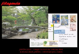 ASIA. JAPÓN. ENTEROS POSTALES. TARJETA POSTAL CIRCULADA 2018. KANAZAWA. JAPÓN-CIENFUEGOS. CUBA. FAUNA. TRENES. NIÑOS - Storia Postale