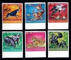 Guinea Bissau 1978, Wild Life, Owl, Birds Of Prey, Hippoes, Leopard, Gorillas, 6val IMPERFORATED - Gorilas