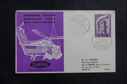 BELGIQUE - Enveloppe 1er Vol Par Hélicoptère Bruxelles / Paris En 1957, Affranchissement Et Cachets Plaisants - L 39866 - Brieven En Documenten
