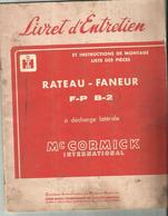 Livret D Entretien Rateau Faneur F-P  B- 2 Mc CORMICK  32 PAGES - Tracteurs