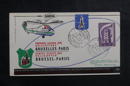 BELGIQUE - Enveloppe 1er Vol Par Hélicoptère  Bruxelles /Paris En 1957, Affranchissement Et Cachets Plaisants - L 39868 - Brieven En Documenten