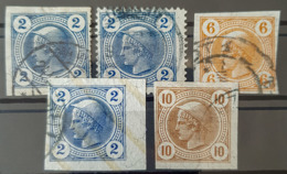 AUSTRIA - Canceled - ANK 97, 98, 99 - Newspaper Stamps 2h 6h 10h - Variations Of #97 W/ Priv. Perf. And "Lackstreifen" - Journaux