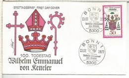 ALEMANIA FDC 1977 VON KETTELER TEOLOGIA RELIGION - Théologiens