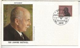 ALEMANIA FDC 1967 BETHEL FRIEDRICH VON BODELSCHWINGH TEOLOGIA RELIGION - Theologians