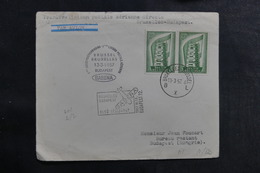 BELGIQUE - Enveloppe 1er Vol Bruxelles / Budapest En 1957, Affranchissement Plaisant - L 39945 - Brieven En Documenten