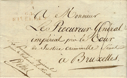 1808-lettre En Franchise De 94 / NIVELLES ( La Dyle ) 39   Rouge  +" Le Procureur Impérial/près Le Tribunal De Nivelles - 1794-1814 (Période Française)