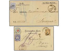 AUSTRIA. 1883-85. Cover And Postal Stationary To SWITZERLAND Taxed On Arrival With 10 + 5 Cts. And 50 Cts. Stamps. - Sonstige & Ohne Zuordnung