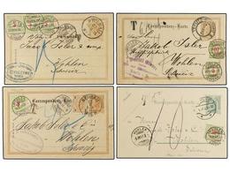 AUSTRIA. 1891-1909. Eight Postal Stationary Cards Taxed On Arrival With Swiss Stamps. - Other & Unclassified