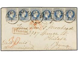 LEVANTE: CORREO FRANCES. (1867 CA.). BEIRUT To U.S.A. Envelope Franked With Two Strips Of Three Tied By BEIRUTTI Cds. En - Autres & Non Classés